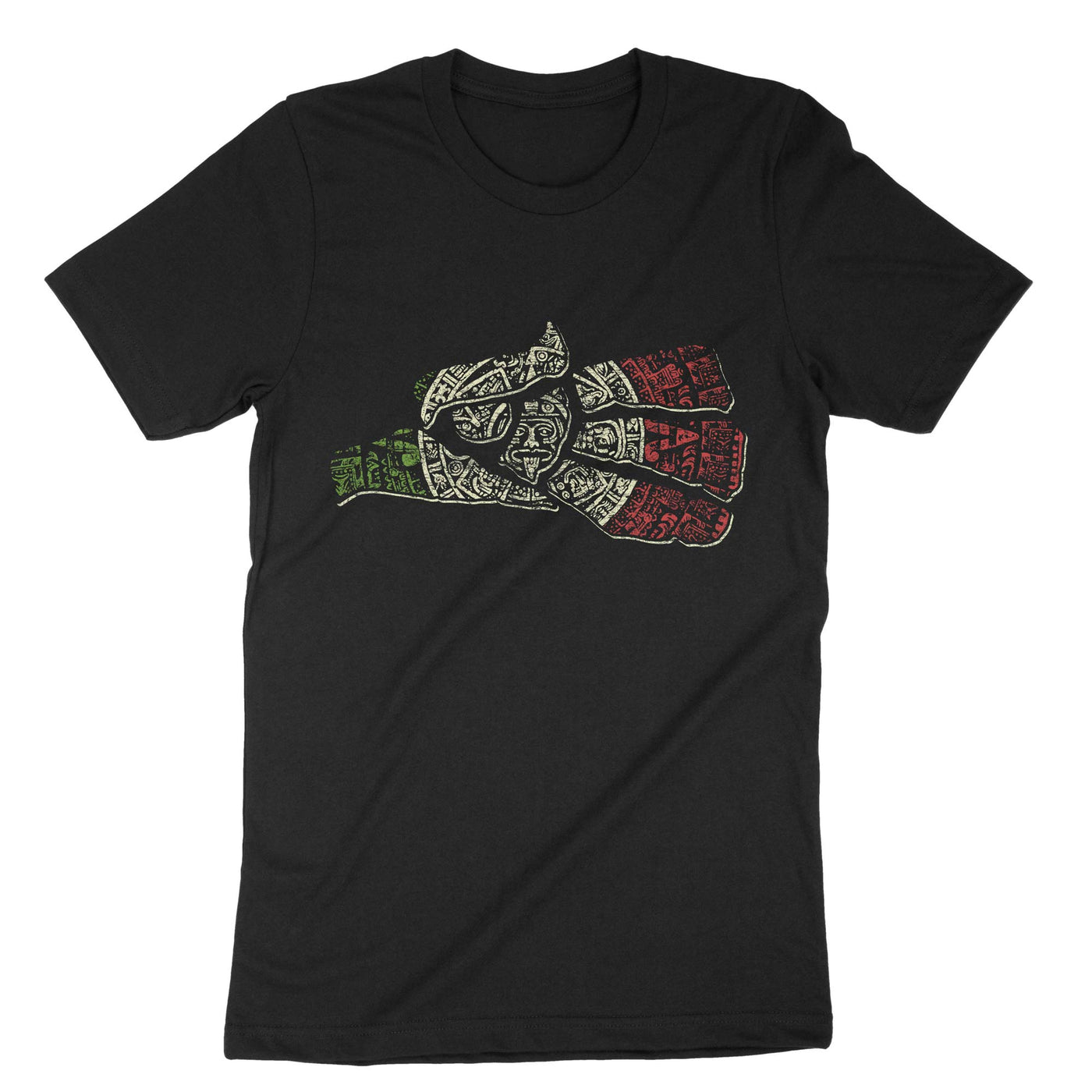 Black Aztec Calendar Mexican Eagle T-Shirt#color_black