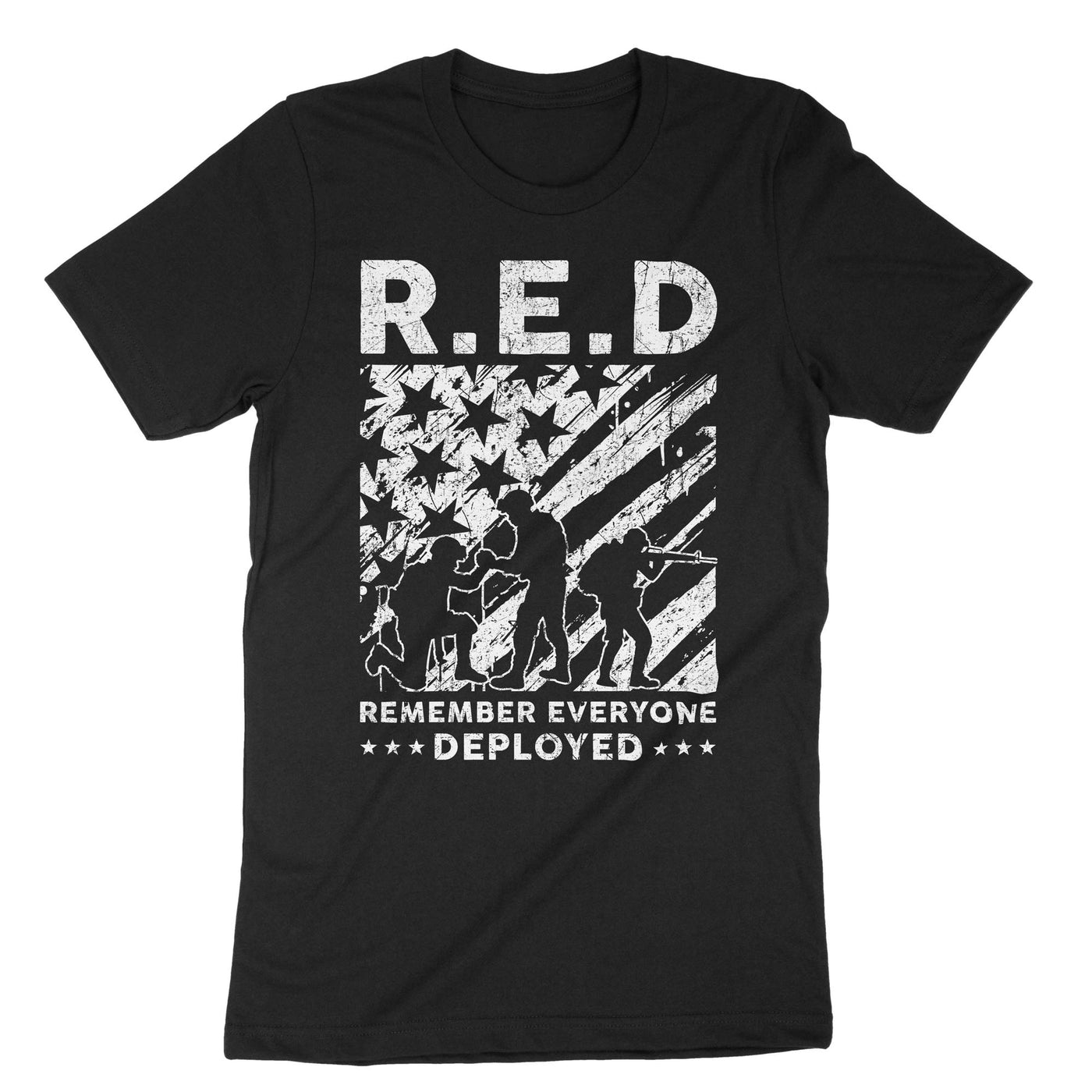 Black Red Remember Everyone Deployed T-Shirt#color_black