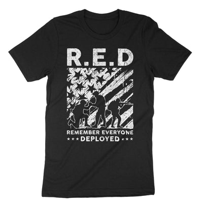 Black Red Remember Everyone Deployed T-Shirt#color_black