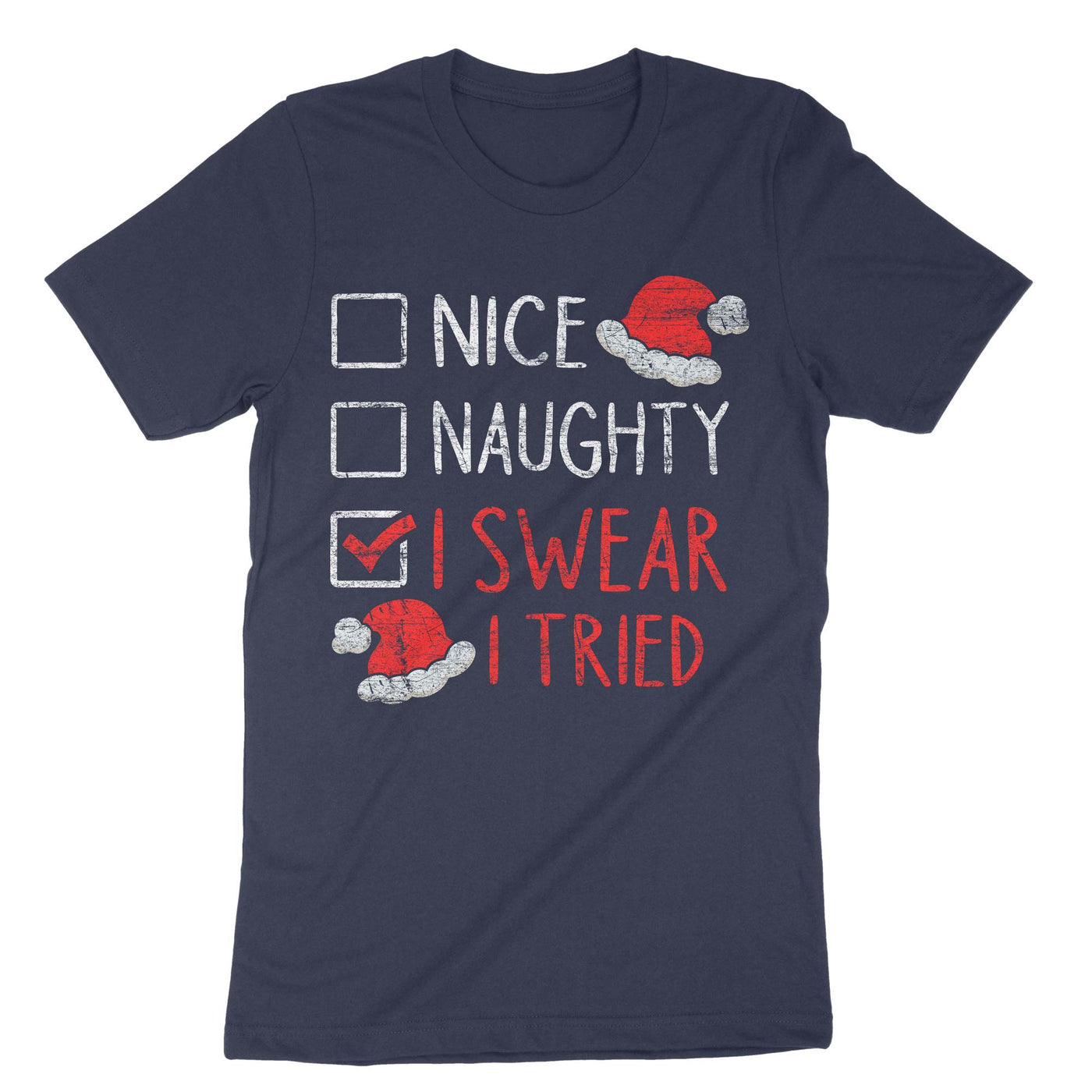 Navy Santas Christmas List T-Shirt#color_navy