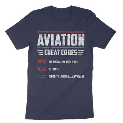 Navy Aviation Cheat Codes T-Shirt#color_navy