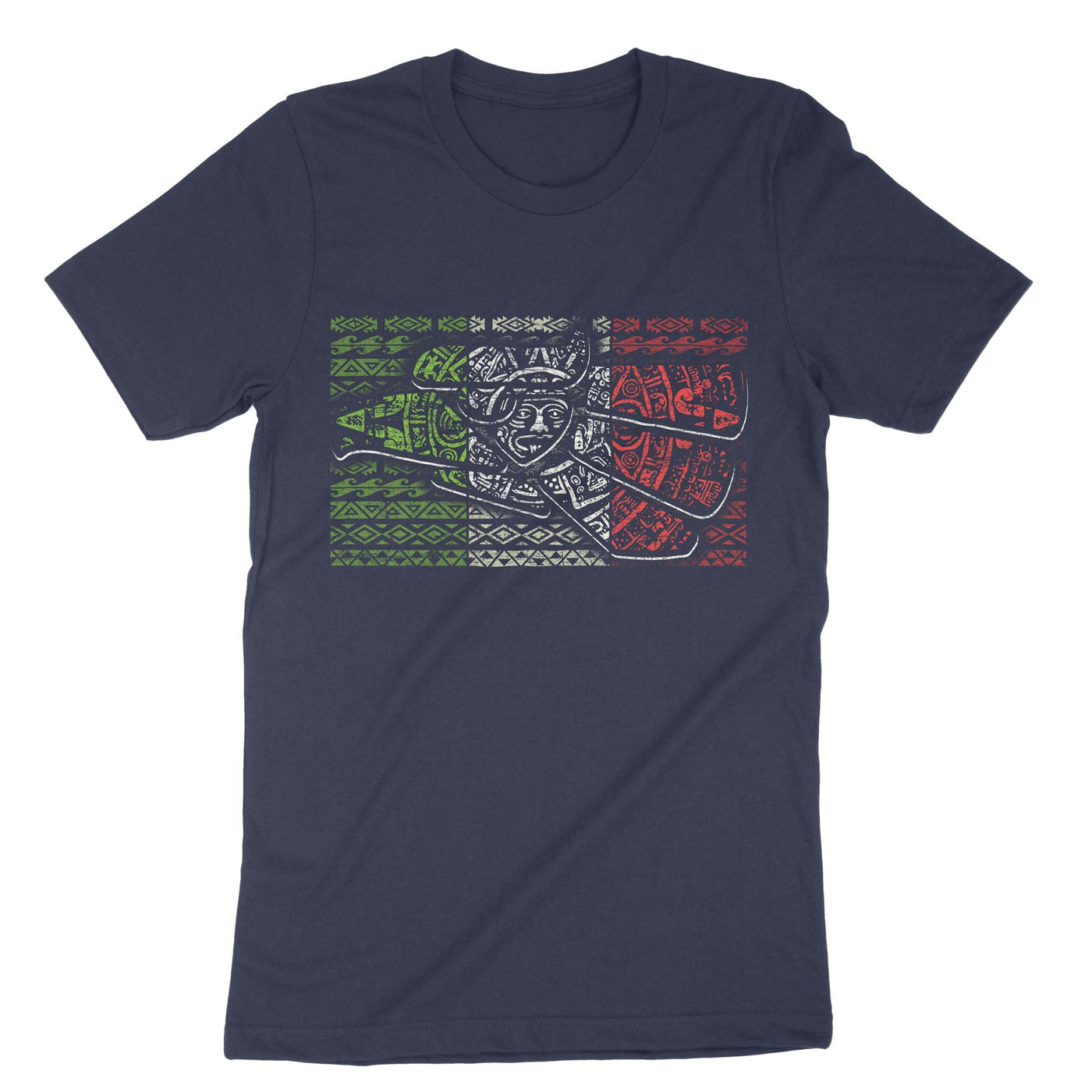 Navy Aztec Calendar Mexican Eagle T-Shirt#color_navy
