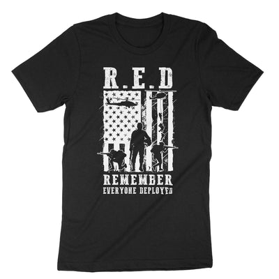 Black Red Remember Everyone Deployed T-Shirt#color_black