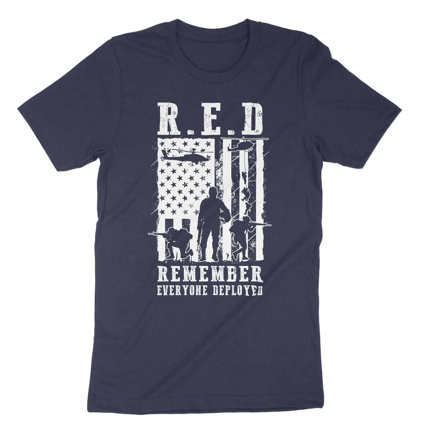 Navy Red Remember Everyone Deployed T-Shirt#color_navy