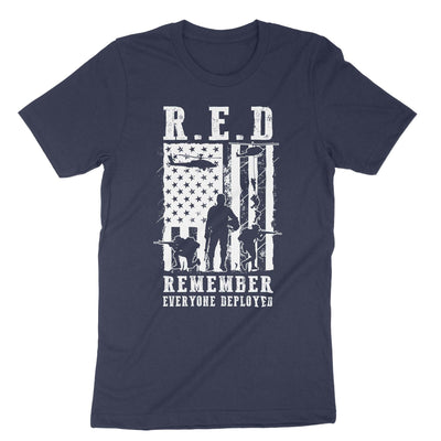 Navy Red Remember Everyone Deployed T-Shirt#color_navy