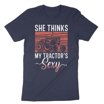 Navy She Thinks My Tractors Sexy T-Shirt#color_navy