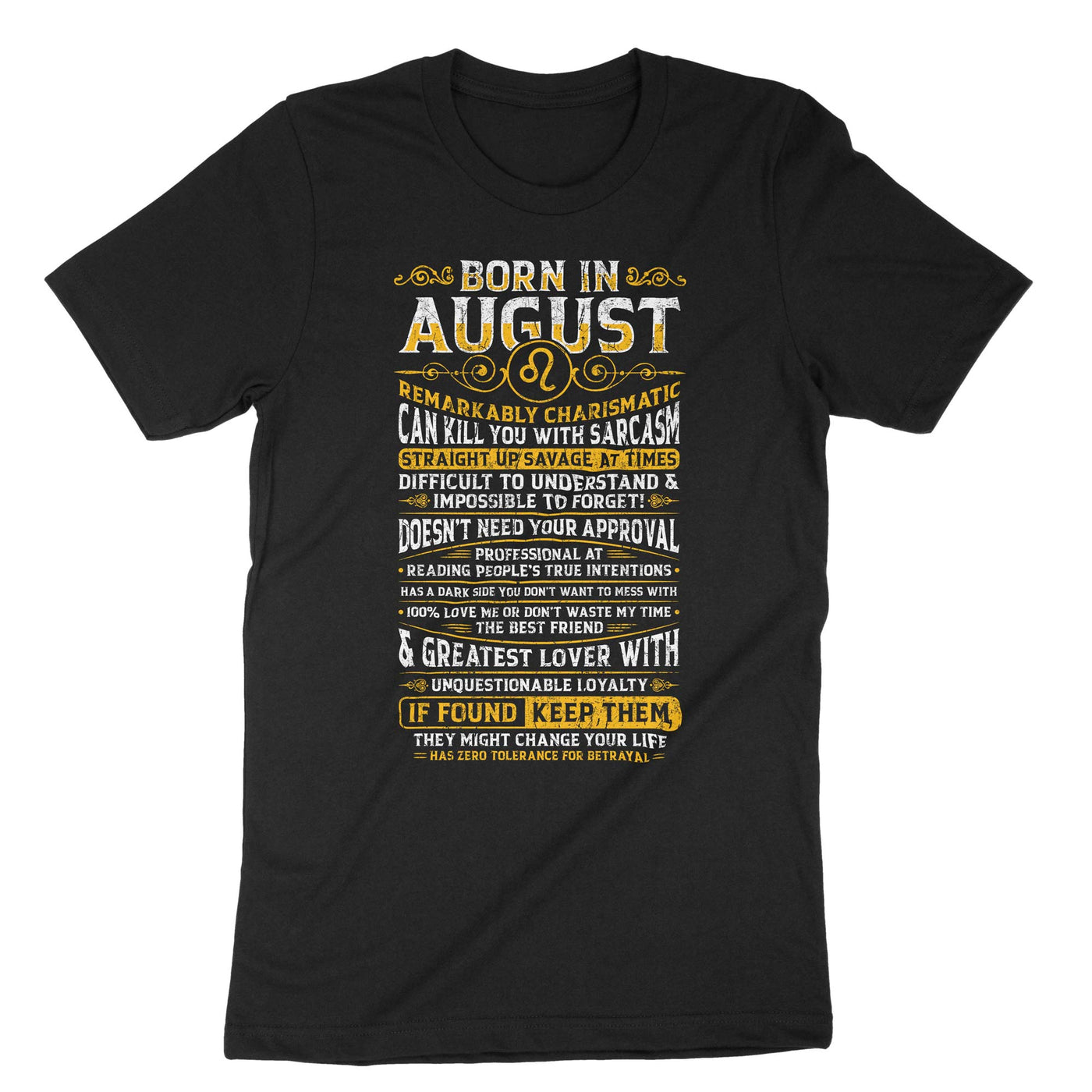 Black Born In August Birth Month Shirt T-Shirt#color_black