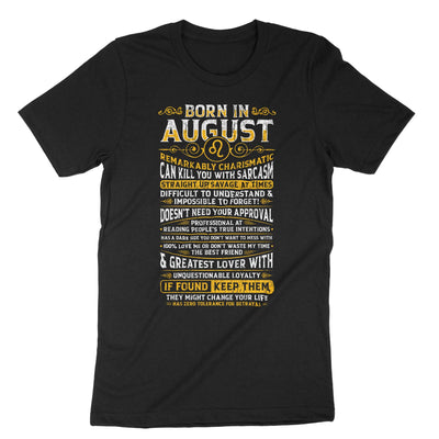 Black Born In August Birth Month Shirt T-Shirt#color_black