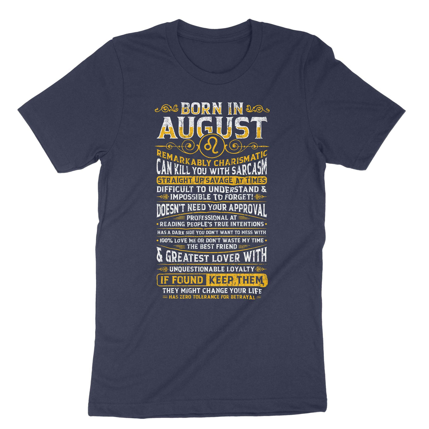 Navy Born In August Birth Month Shirt T-Shirt#color_navy