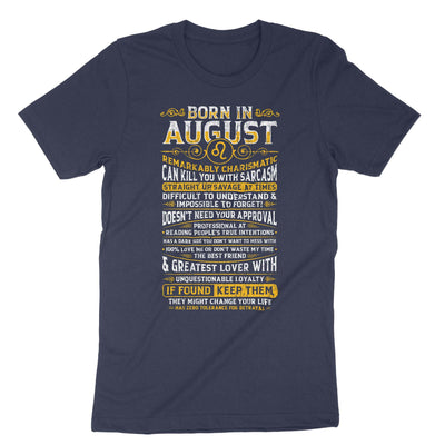Navy Born In August Birth Month Shirt T-Shirt#color_navy