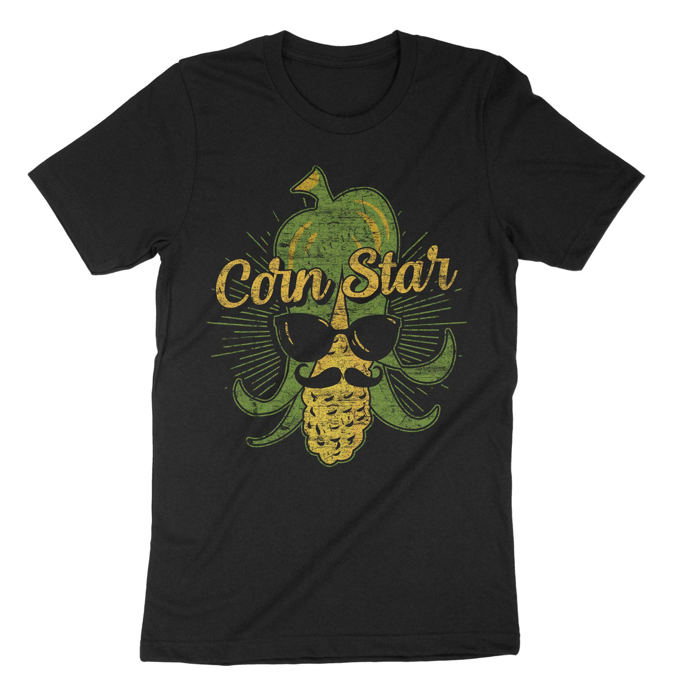 Black Corn Star Funny Sunglasses T-Shirt#color_black