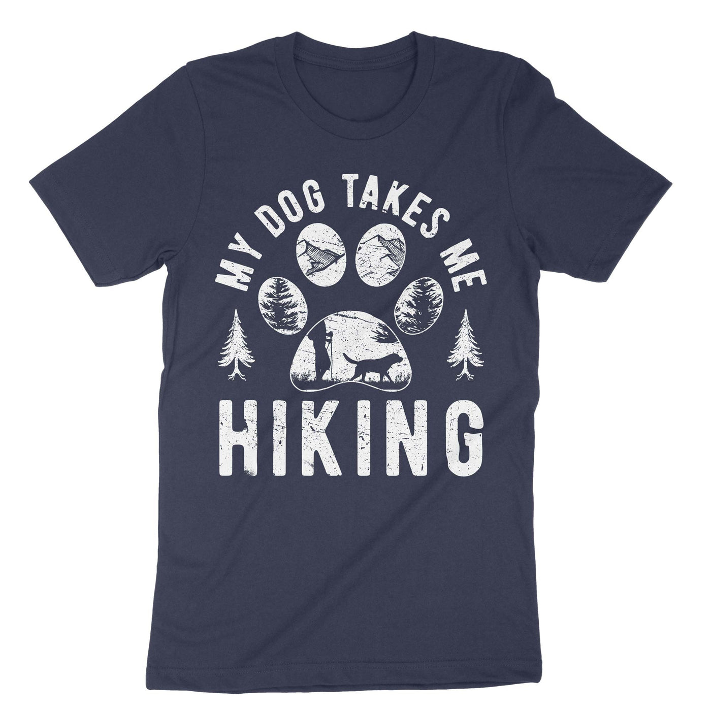 Navy My Dog Takes Me Hiking T-Shirt#color_navy