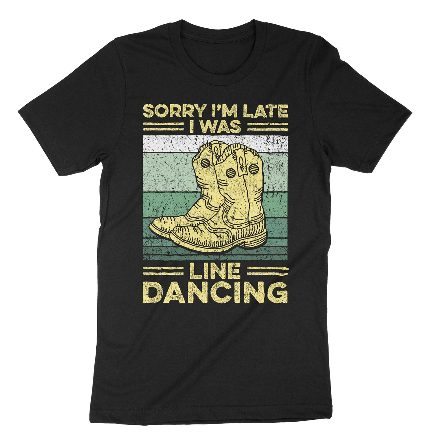 Black Sorry Im Late I Was Line Dancing T-Shirt#color_black