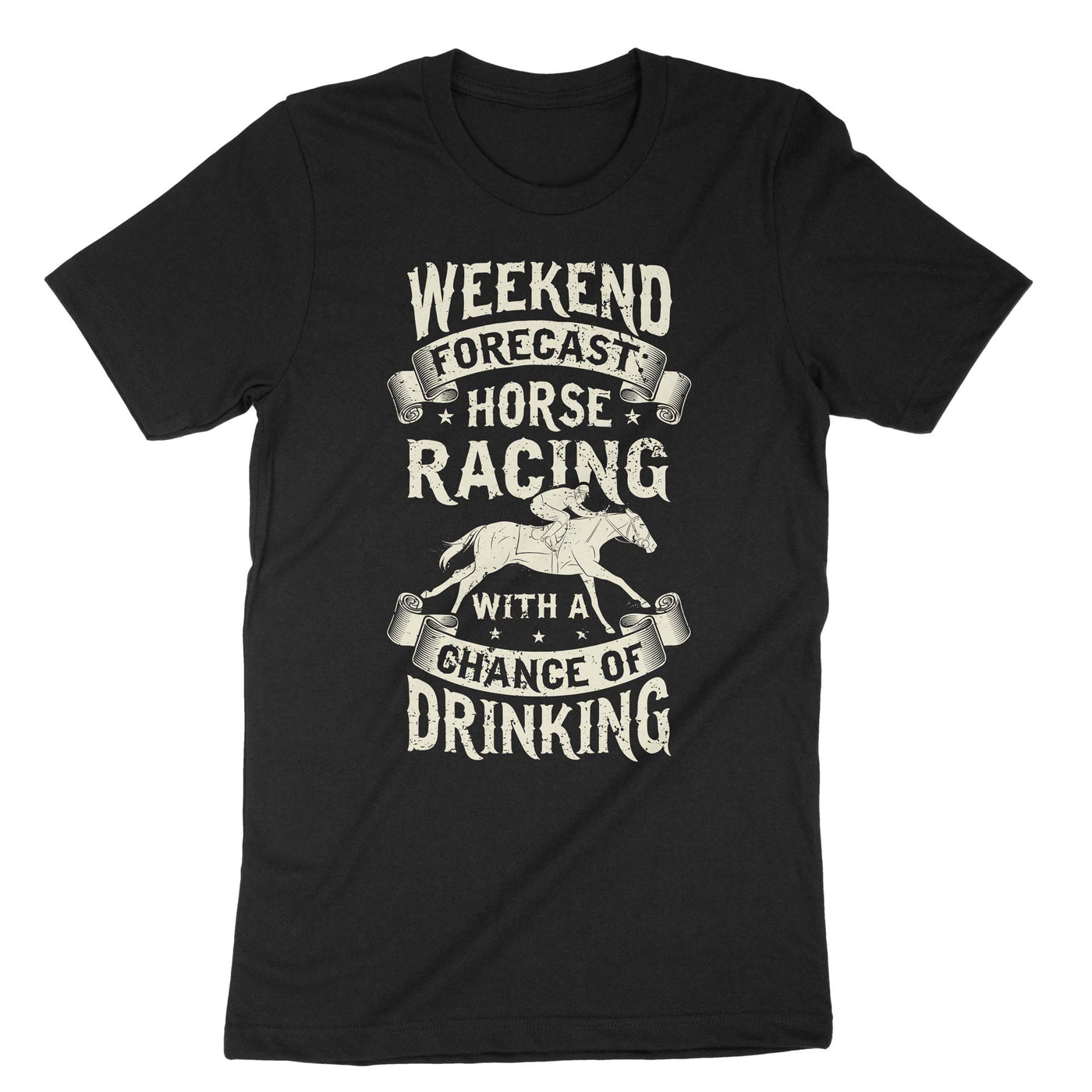 Black Weekend Forecast Horse Riding With A Chance Of Drinking T-Shirt#color_black