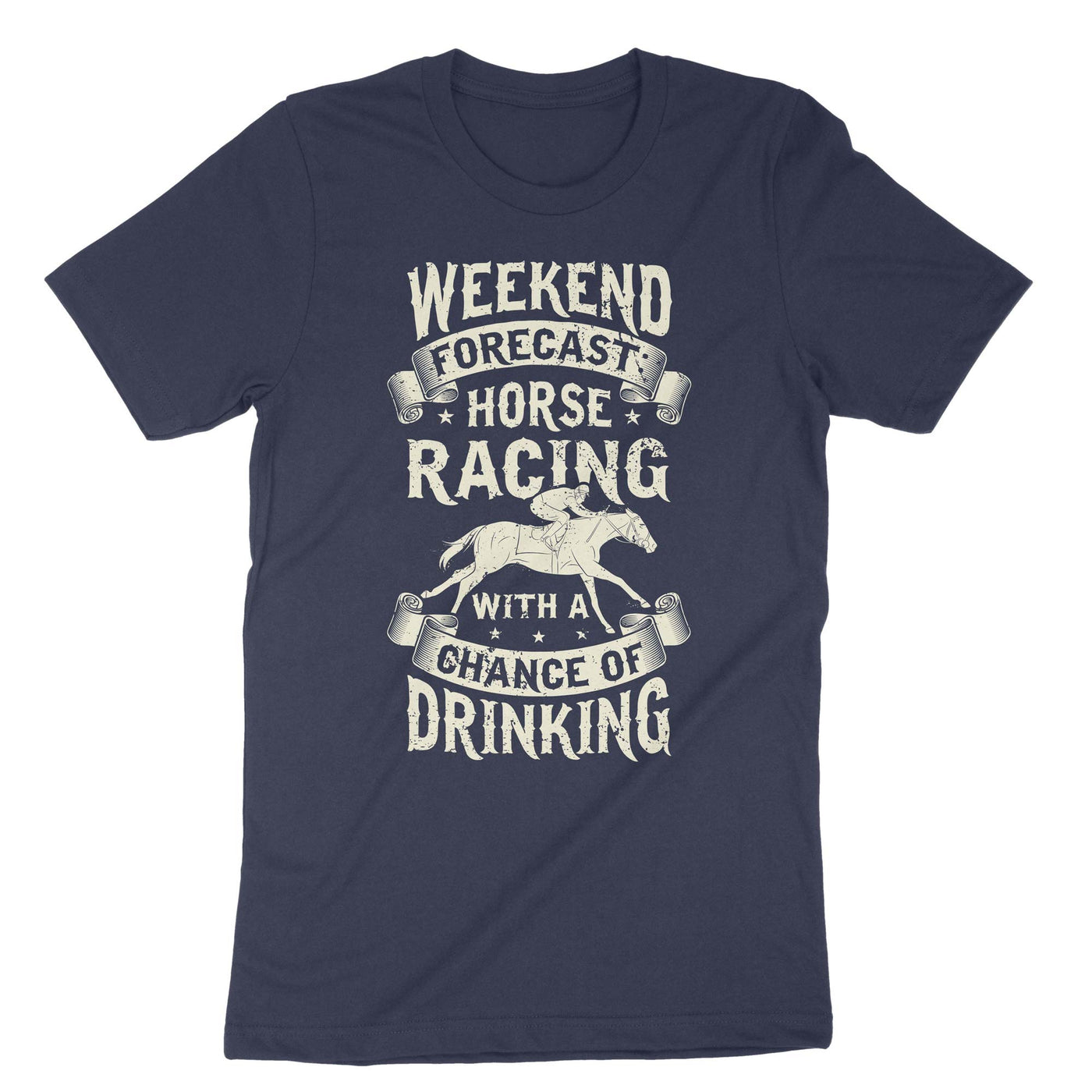 Navy Weekend Forecast Horse Riding With A Chance Of Drinking T-Shirt#color_navy
