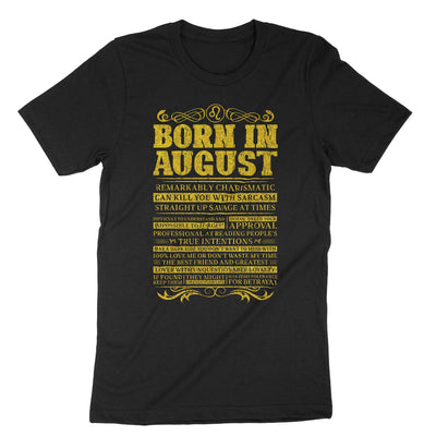 Black Born In August Birth Month Shirt T-Shirt#color_black