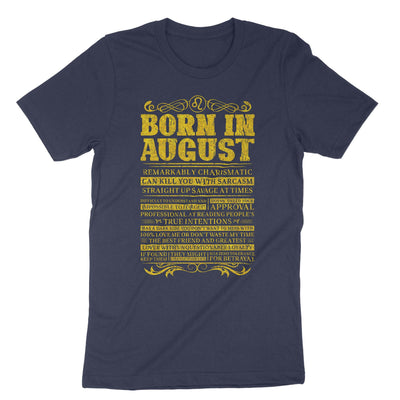 Navy Born In August Birth Month Shirt T-Shirt#color_navy