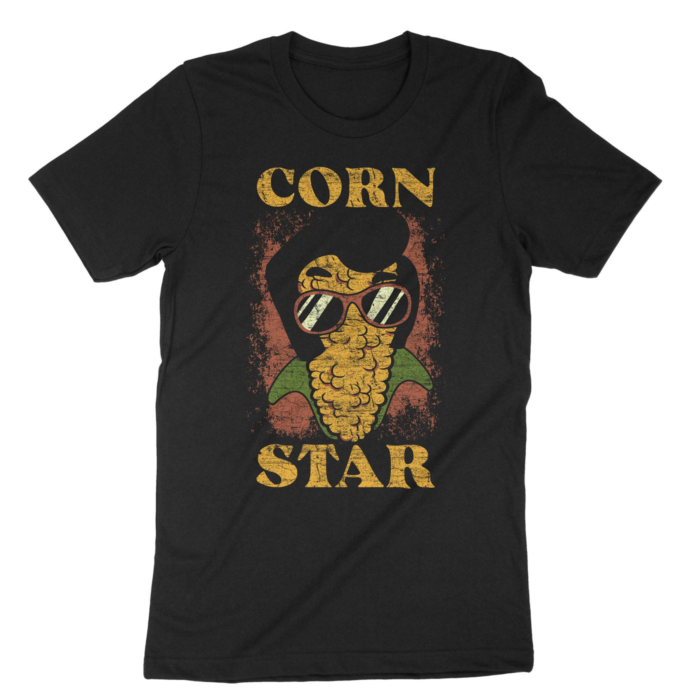 Black Corn Star Funny Sunglasses T-Shirt#color_black
