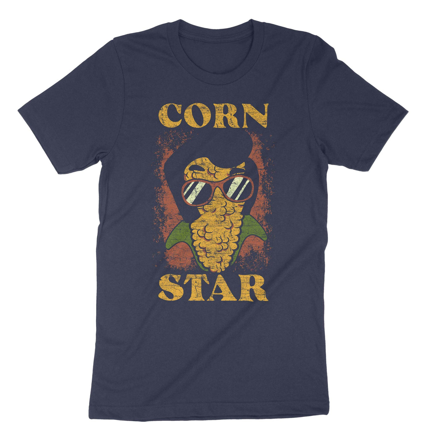 Navy Corn Star Funny Sunglasses T-Shirt#color_navy