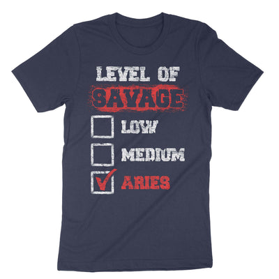 Navy Level Of Savage Low Medium Aries T-Shirt#color_navy