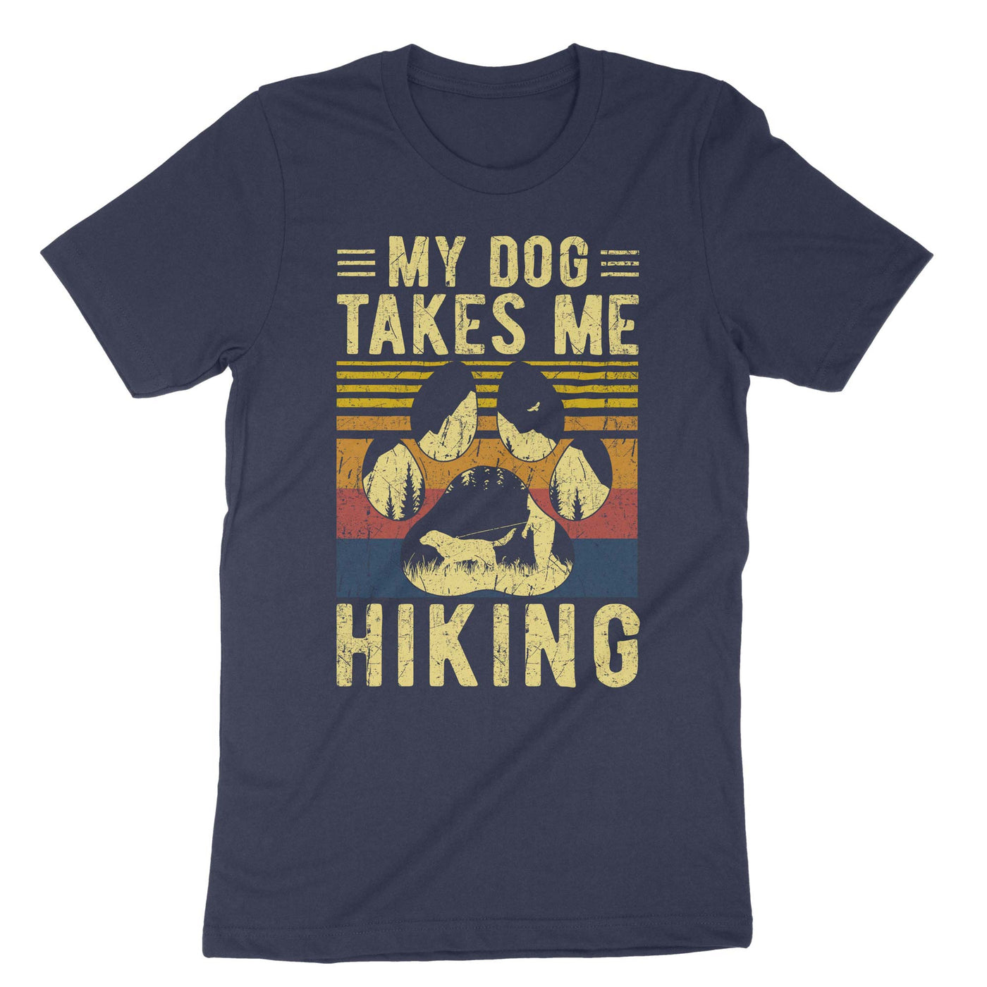 Navy My Dog Takes Me Hiking T-Shirt#color_navy