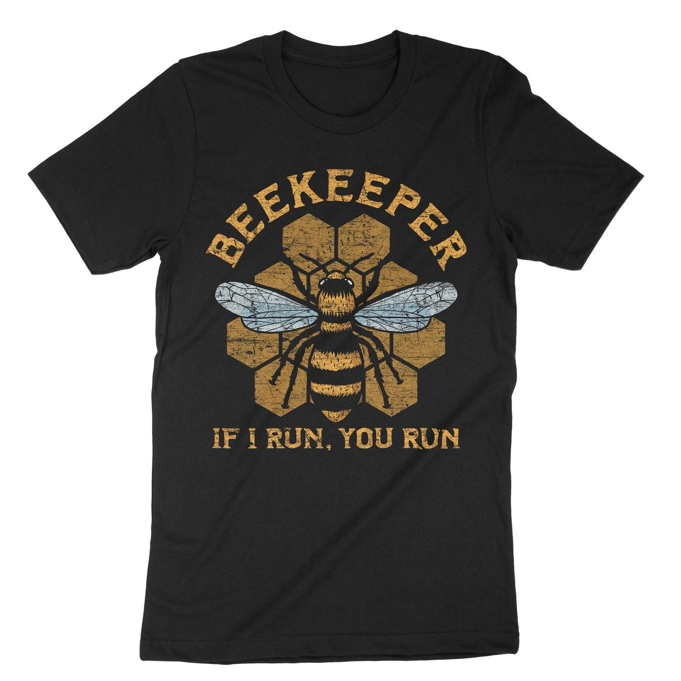 Black Beekeeper If I Run You Run T-Shirt#color_black