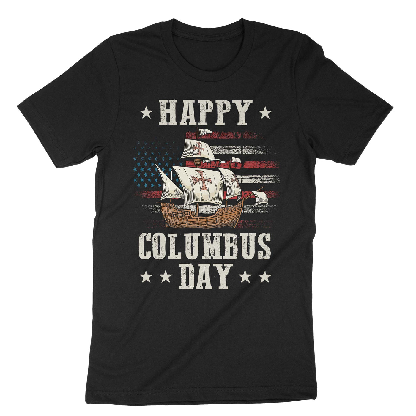 Black Happy Columbus Day T-Shirt#color_black