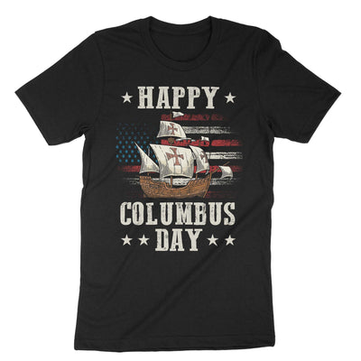 Black Happy Columbus Day T-Shirt#color_black