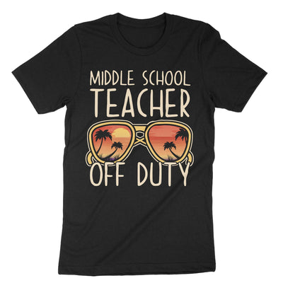 Black Middle School Teacher Off Duty T-Shirt#color_black