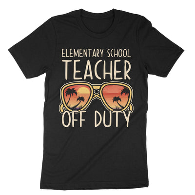 Black Elementary School Teacher Off Duty T-Shirt#color_black