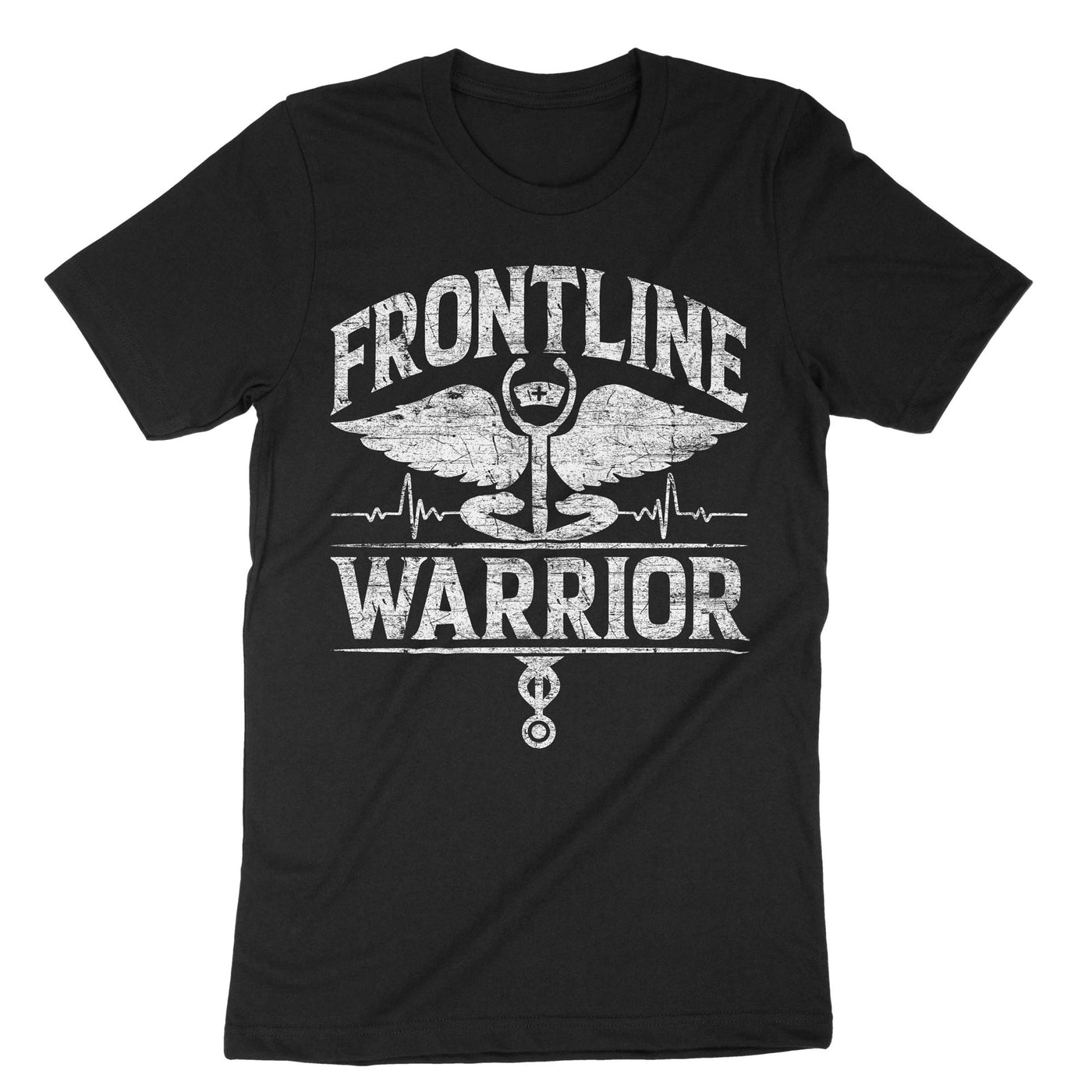 Black Frontline Warrior Nurse T-Shirt#color_black