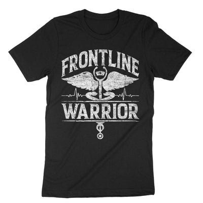 Black Frontline Warrior Nurse T-Shirt#color_black