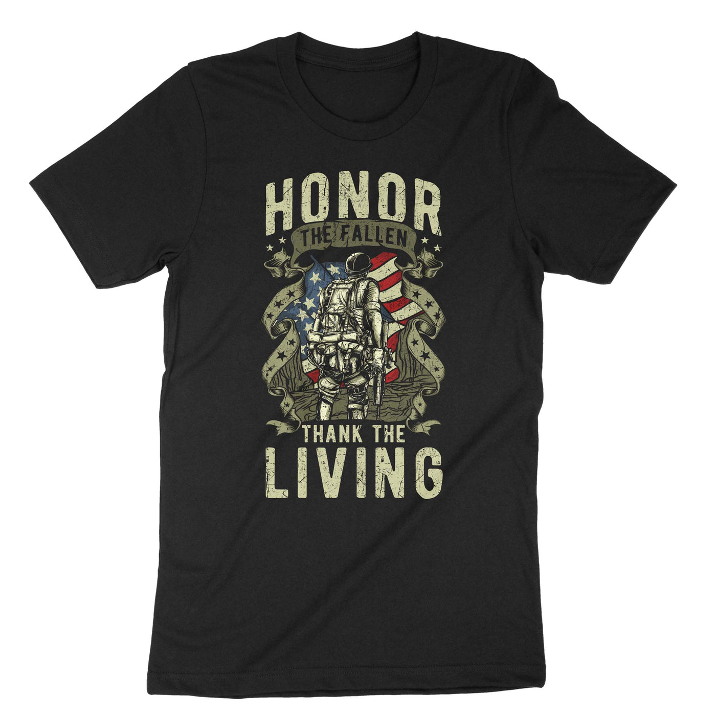 Black Honor The Fallen Thank The Living T-Shirt#color_black