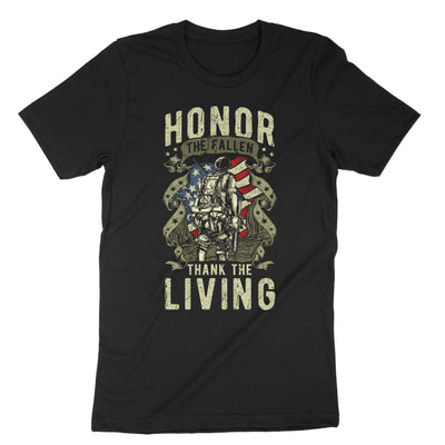 Black Honor The Fallen Thank The Living T-Shirt#color_black