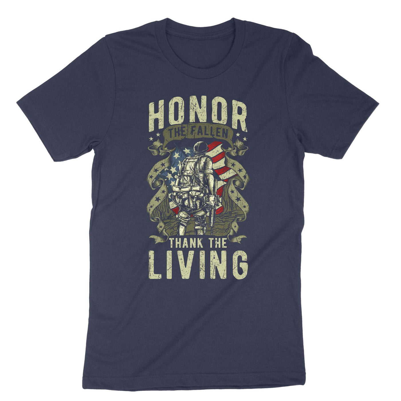 Navy Honor The Fallen Thank The Living T-Shirt#color_navy