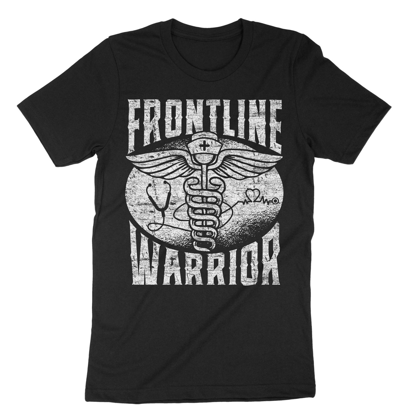 Black Frontline Warrior Nurse T-Shirt#color_black