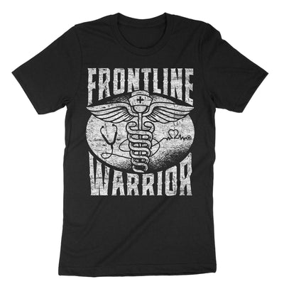 Black Frontline Warrior Nurse T-Shirt#color_black