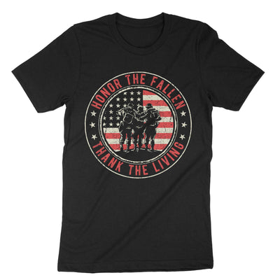 Black Honor The Fallen Thank The Living T-Shirt#color_black