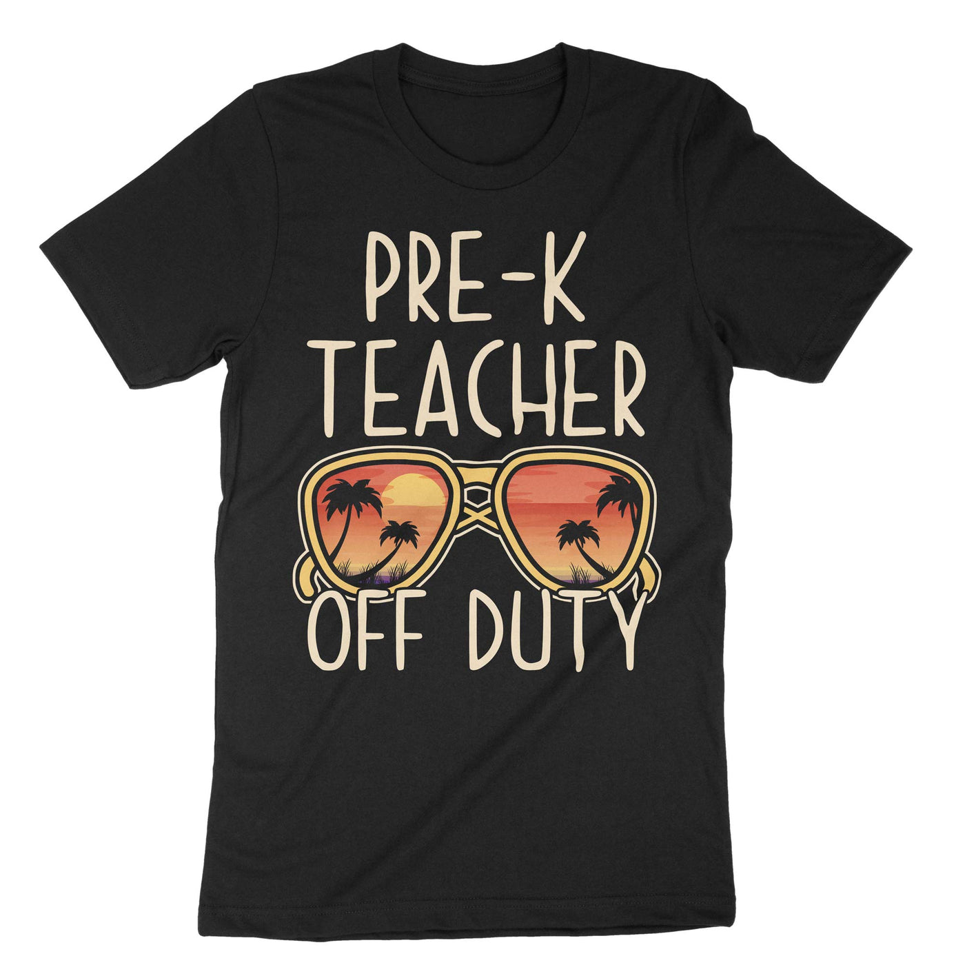 Black Pre-k Teacher Off Duty T-Shirt#color_black
