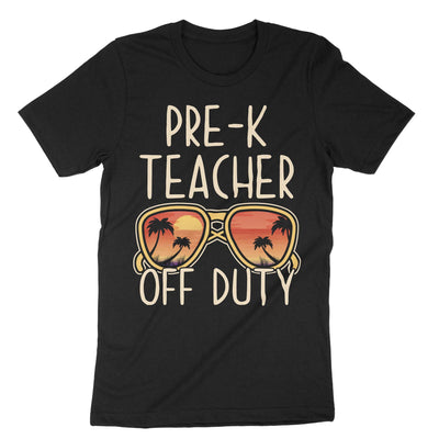 Black Pre-k Teacher Off Duty T-Shirt#color_black