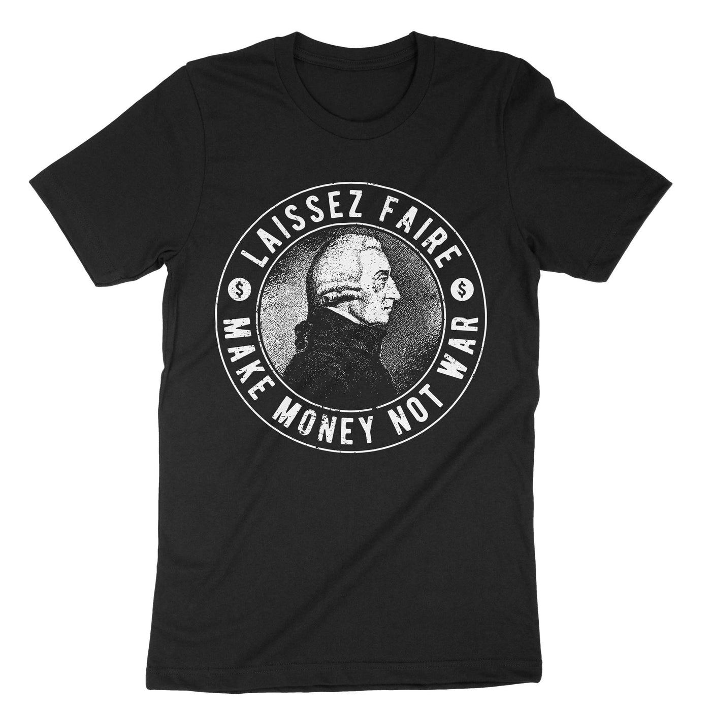 Black Adam Smith Laissez Faire T-Shirt#color_black