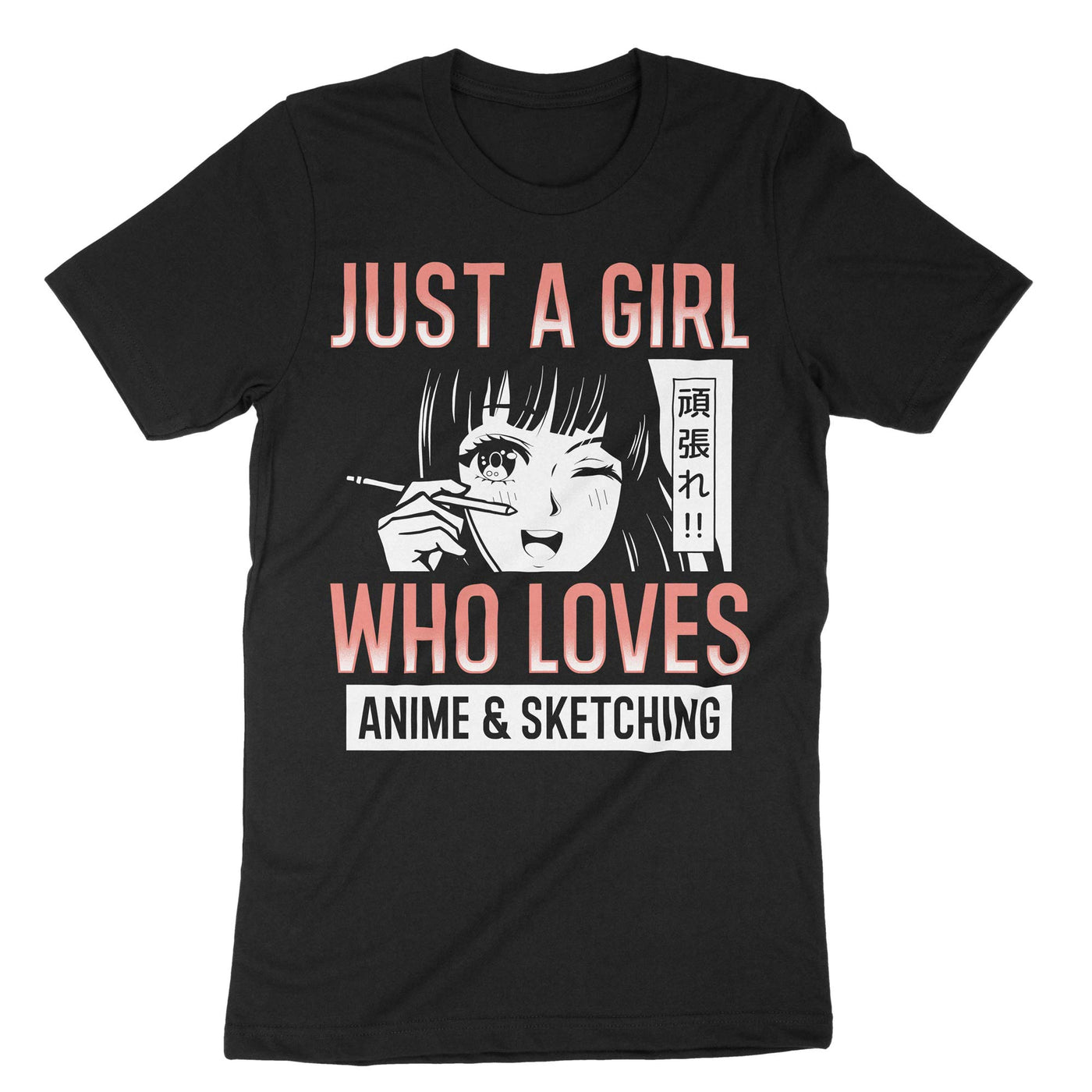 Black Just A Girl Who Loves Anime Sketching T-Shirt#color_black