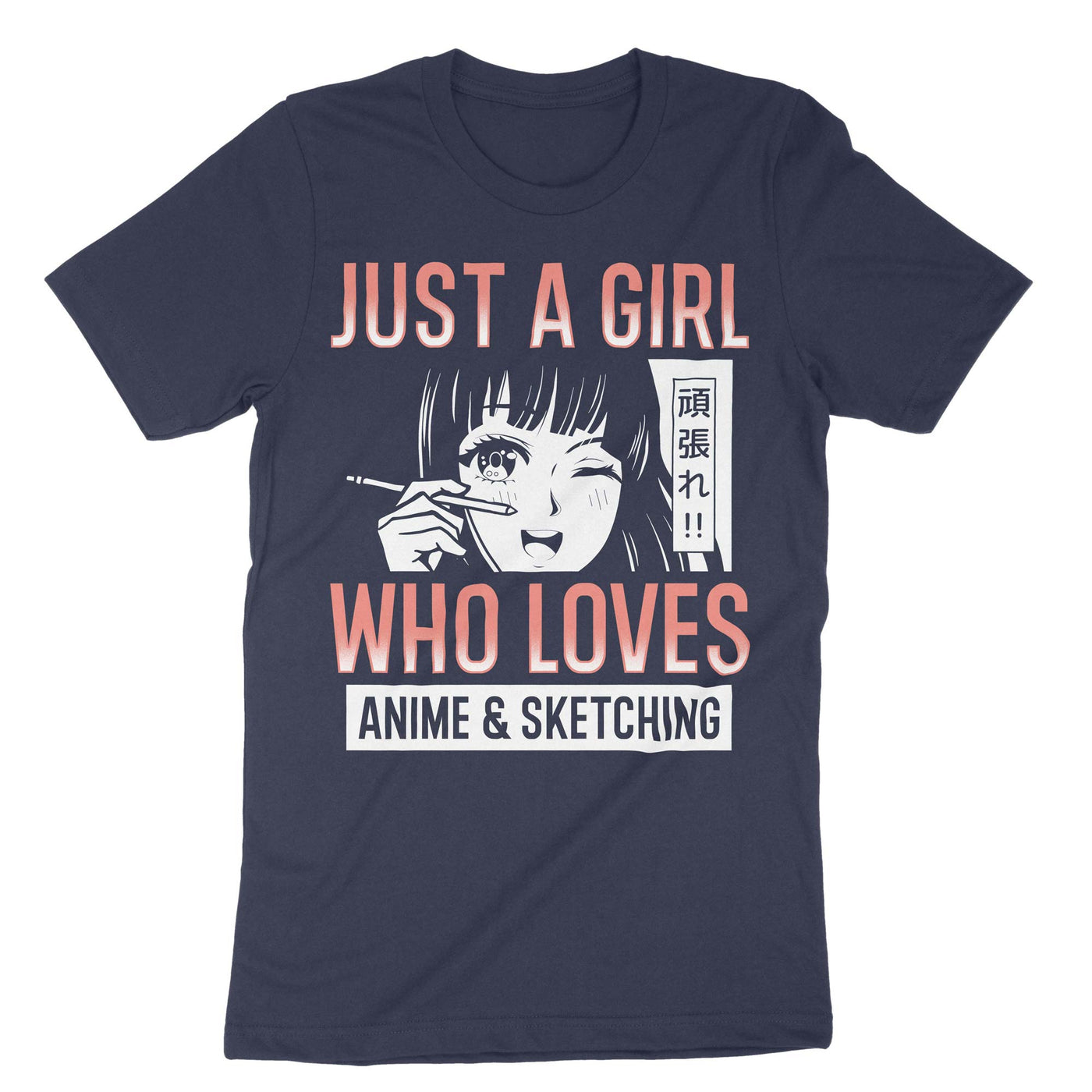 Navy Just A Girl Who Loves Anime Sketching T-Shirt#color_navy