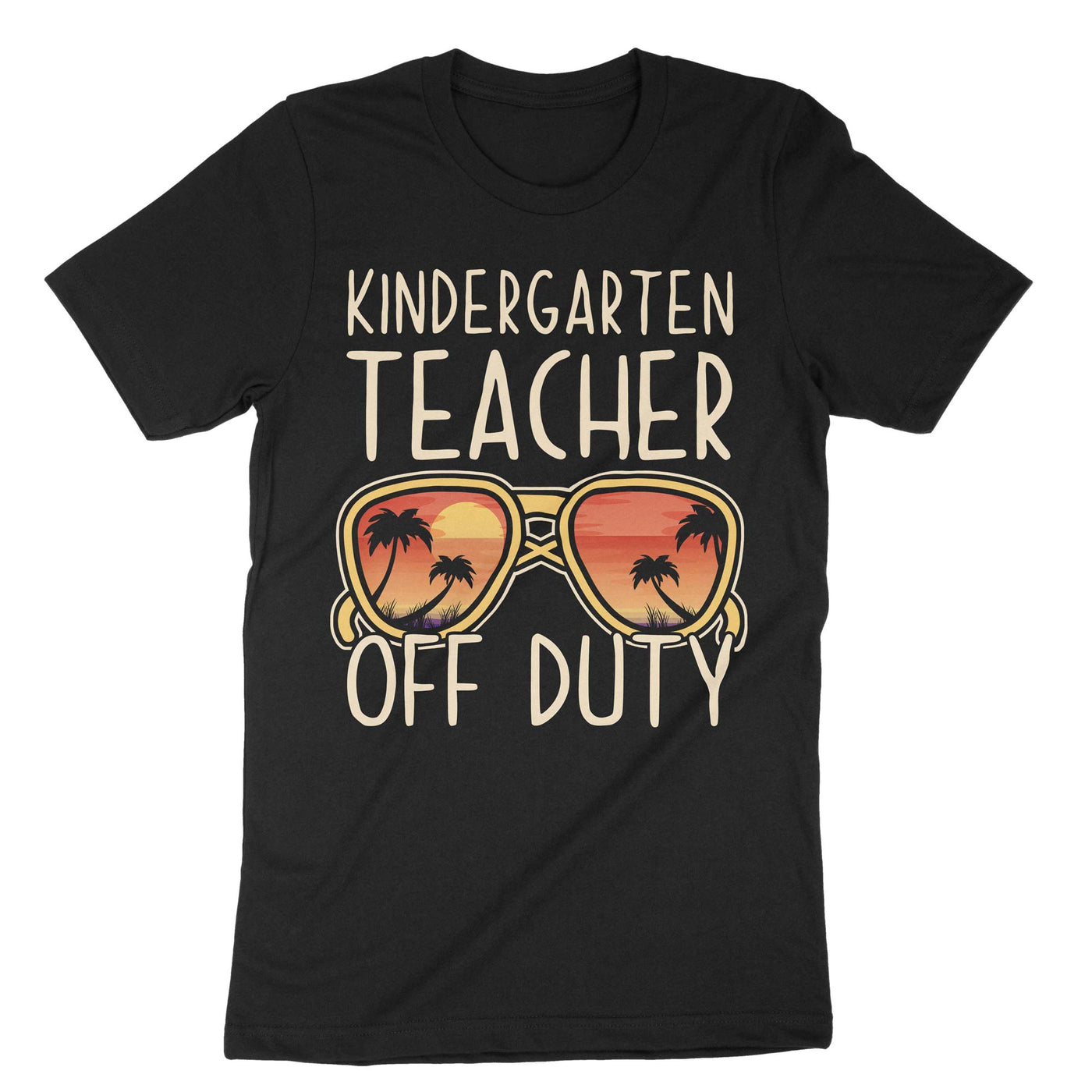 Black Kindergarten Teacher Off Duty T-Shirt#color_black