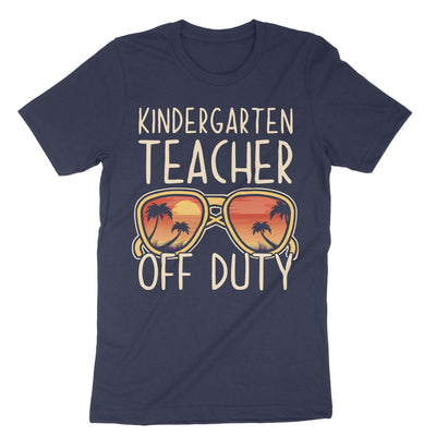 Navy Kindergarten Teacher Off Duty T-Shirt#color_navy