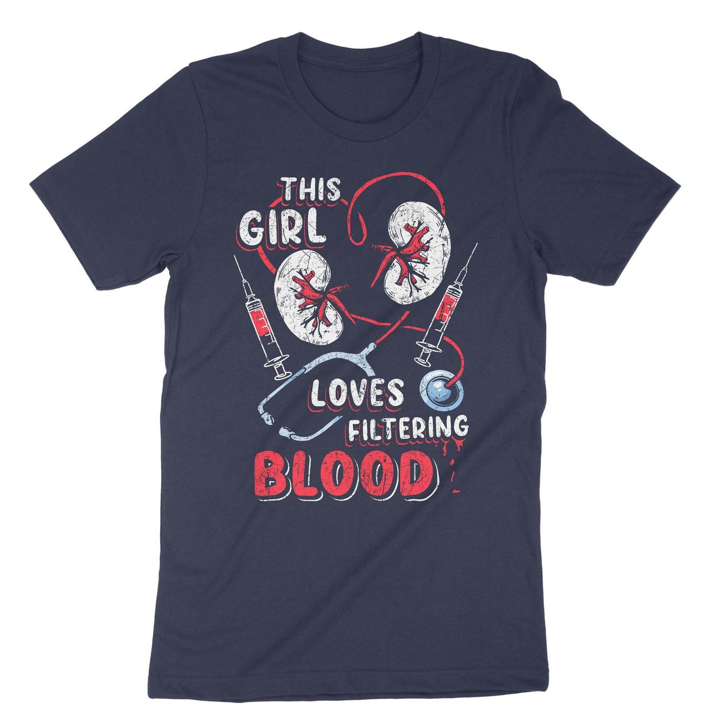 Navy This Girl Loves Filtering Blood T-Shirt#color_navy