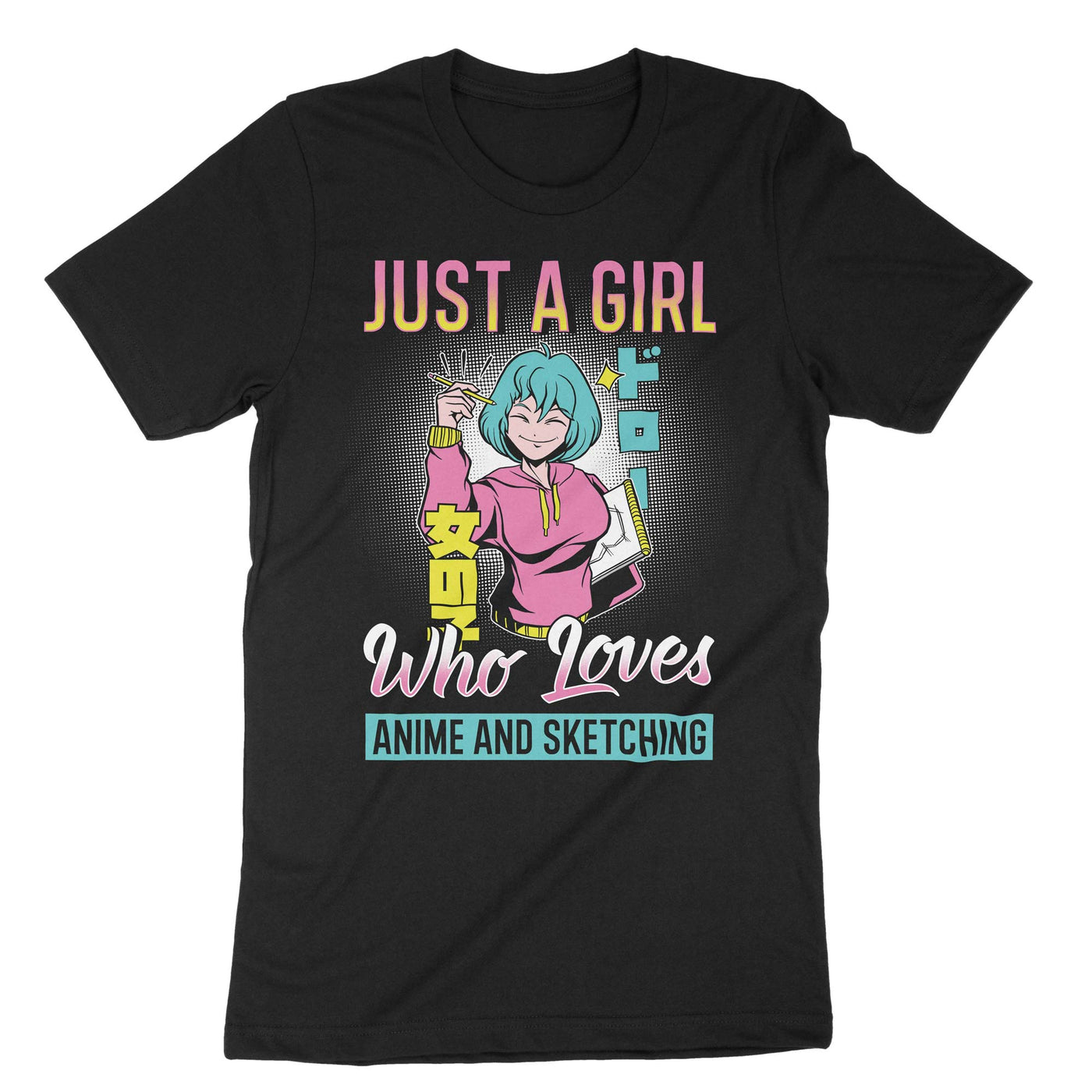 Black Just A Girl Who Loves Anime Sketching T-Shirt#color_black