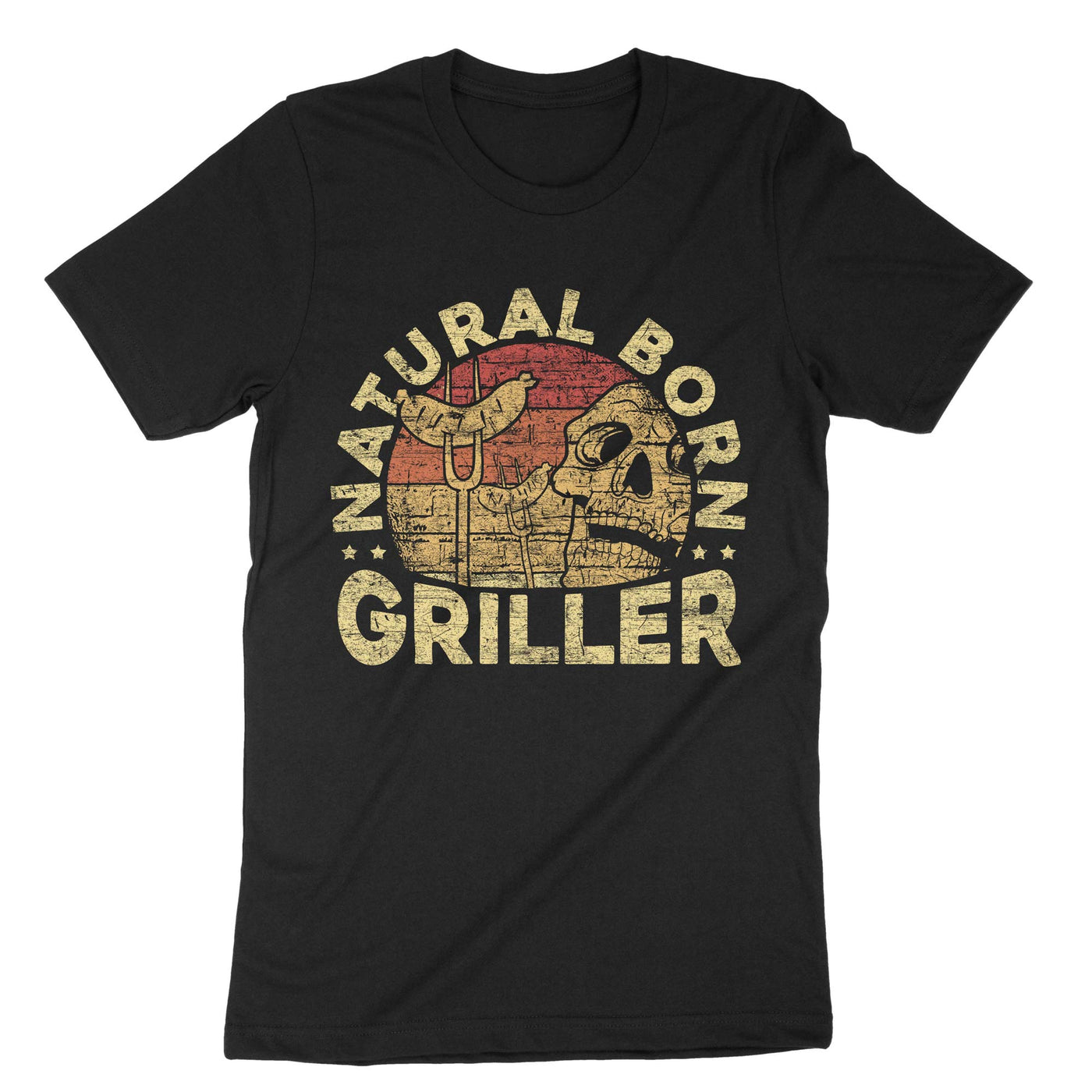 Black Natural Born Griller T-Shirt#color_black