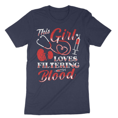 Navy This Girl Loves Filtering Blood T-Shirt#color_navy