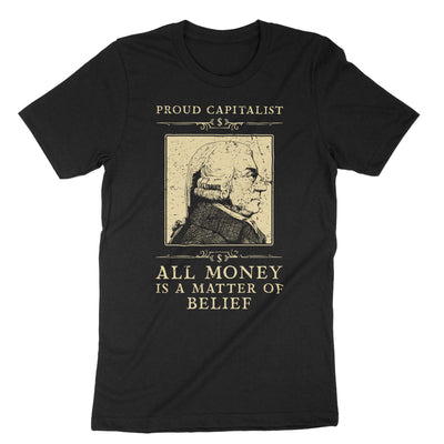 Black Adam Smith All Money Is A Matter Of Belief T-Shirt#color_black
